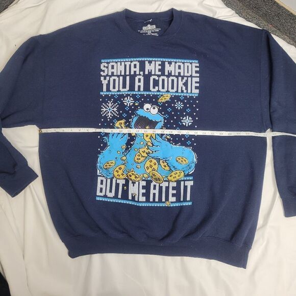 SESAME STREET Cookie Monster Santa crew neck sweatshirt unisex XXL - Picture 7 of 8